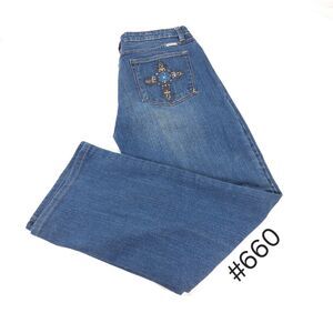 Lawman Button Zip Denim Medium Wash Jeans Womens Size 13/14 Blue